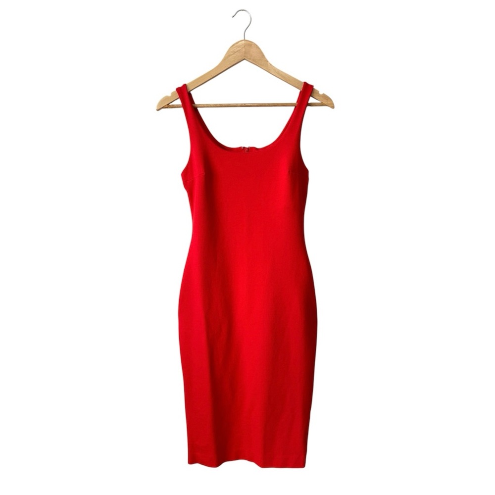 Babaton Bright Red Sleeveless Midi Dress